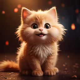 the kitten is sitting with its front paws open