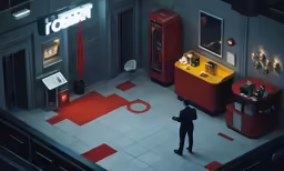 a man stands in a room that has some stuff on the ground