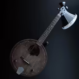 the back side of an acoustic guitar is shown with a piece of black and silver material attached to it