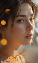 a woman has the sunlight reflecting her face