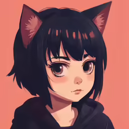 a girl with black hair and a cat ear hat