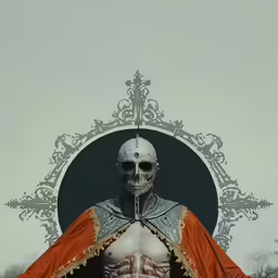 a man with his shirt off and a skeleton mask on