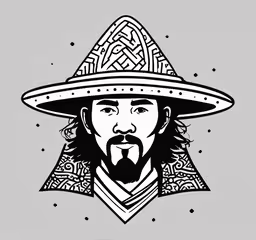 the image shows an outline of a man with a hat and wearing a long mustache,a poster with a man in a mexican hat