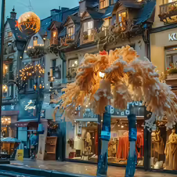 an assortment of clothing displayed in a window