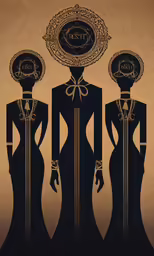 a group of women wearing art nouveau style clothing