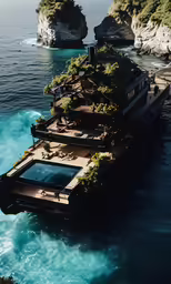 a ship is floating away off the coast