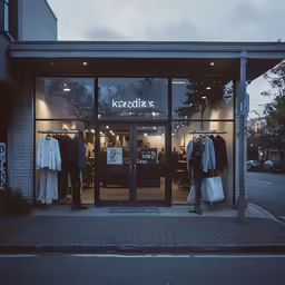 several different clothing shops are located next to each other
