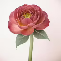 this is a large pink flower with green leaves on it
