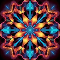 abstract fraunular pattern of a starburst that consists large and smaller flowers