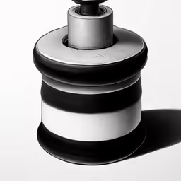 a black and white photograph of an object with two different colors