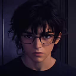 a man with eyeglasses and dark hair stares at the camera