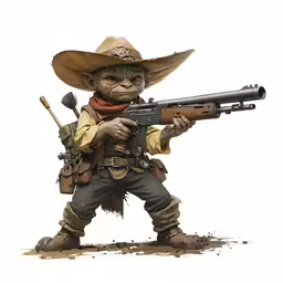 an animated image of a man in a cowboy outfit holding a gun