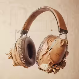 two old headphones that are falling apart