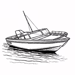 a boat is in the ocean coloring page
