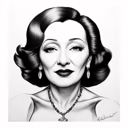 a black and white drawing of a woman