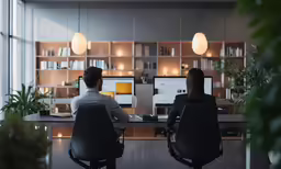 a couple of people are at a table