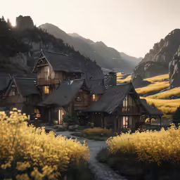 the houses in the hills are glowing