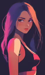 a young woman in black and pink swimsuit