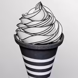 a picture of a black and white ice cream
