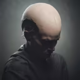 a man with hair around his head, wearing a hat