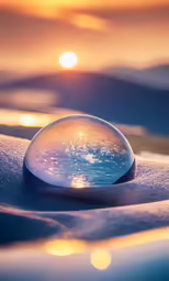this is a water drop with the sun in the background