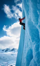 a man climbing on the side of a mountain