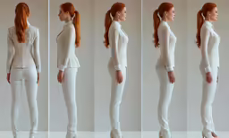a beautiful red headed woman in white clothes