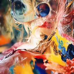 an abstract photograph with paint smeared on it