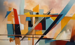 this abstract painting has lines painted on it,an artistic abstract piece of colorful artwork