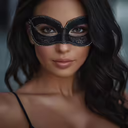 an attractive woman with a black masquerade on