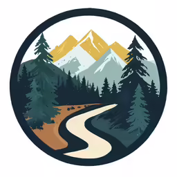 the road is winding through the woods