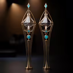 these unique, geometric candlesticks are made from brass