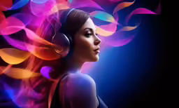 a woman with headphones over her ears