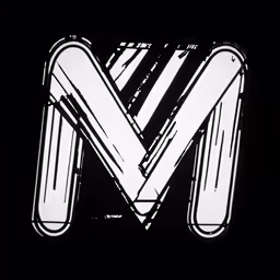 a black and white letter m in a monogrammed graphic