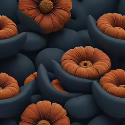 many flowers are arranged in large blue petals