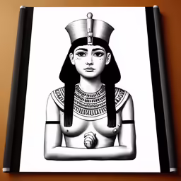 this is a close up drawing of an egyptian woman