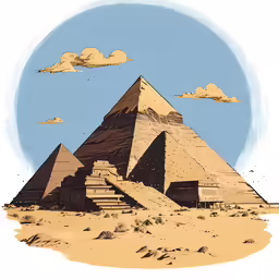 a pyramid with a blue sky and clouds in the background