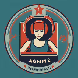 the girl has headphones on, and says agnesm,a woman in headphones with an image of a star on her forehead
