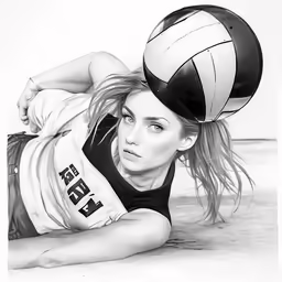 the woman is playing volleyball on the beach