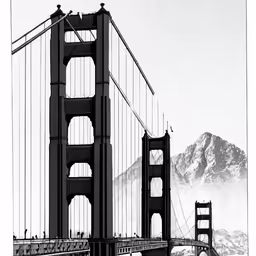 a black and white photograph of a bridge