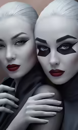 two women with black and white makeup in black outfits