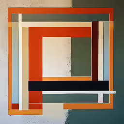 an abstract painting of a square with a strip of color in the center
