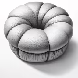 black and white photo of round cushion with large round shaped pillow