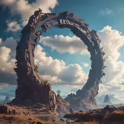 an area with a large circular shaped structure and a forest inside it