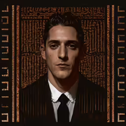 a man wearing a suit is seen in this artistic portrait
