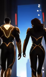 the character in the game shows a woman with black skin and yellow legs and tight body suit