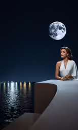 an image of a woman sitting at the edge of a bridge