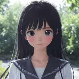 a little girl in uniform is wearing headphones