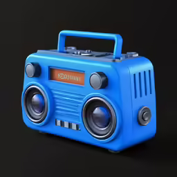 a toy blue radio with two speakers on it