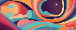 a colorful painting with a black and blue dot,abstract painting with colorful, swirling swirls and an egg